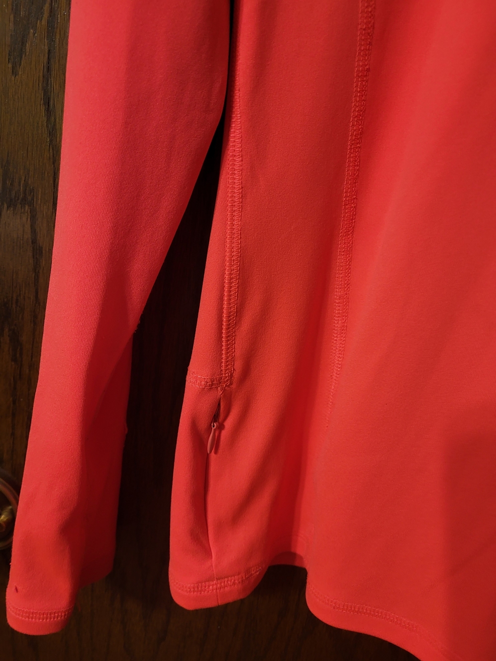 Champion Women's Coral Red Duodry Longsleeve with Zip Pocket
